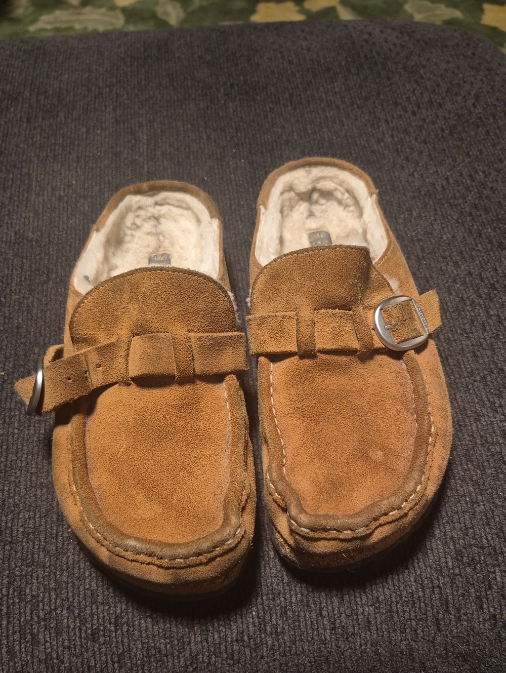 Birkenstock Tan Suede Shearling-Lined Clog Mules